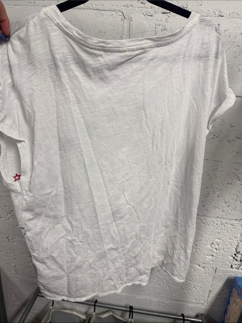 Women’s White Star-Embroidered Tie-Hem Top LUCKY BRAND Size Medium - Picture 5 of 5